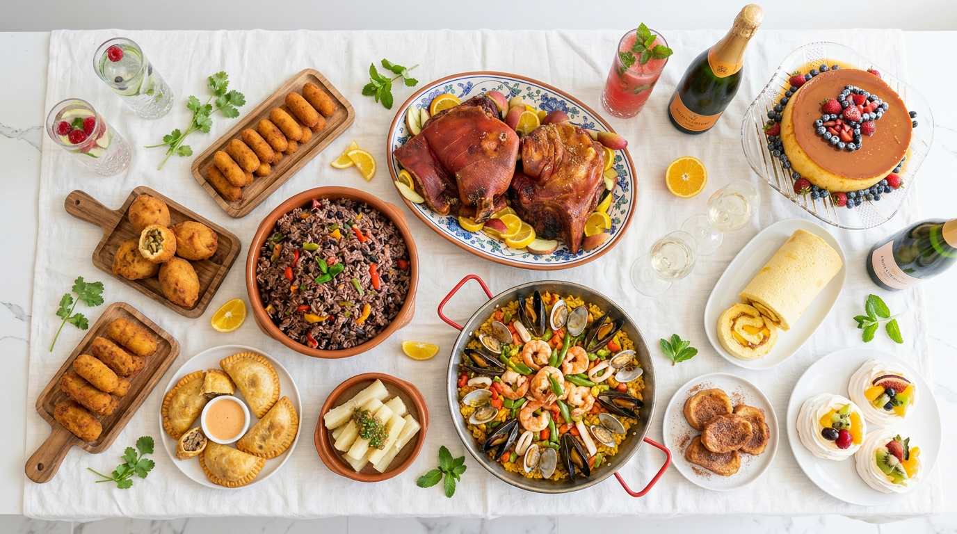 Cocina Aurora food spread